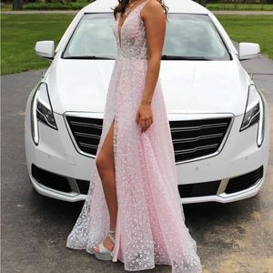 JOVANI Prom dress size 0- light pink full iridescent glitter- A-line